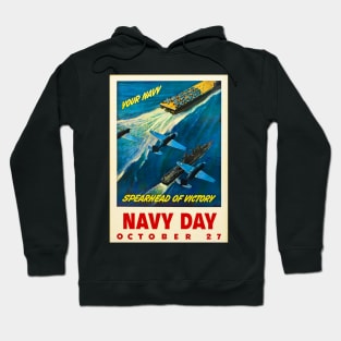 Navy Day Vintage War Ship Plane Aircraft Carrier Hoodie